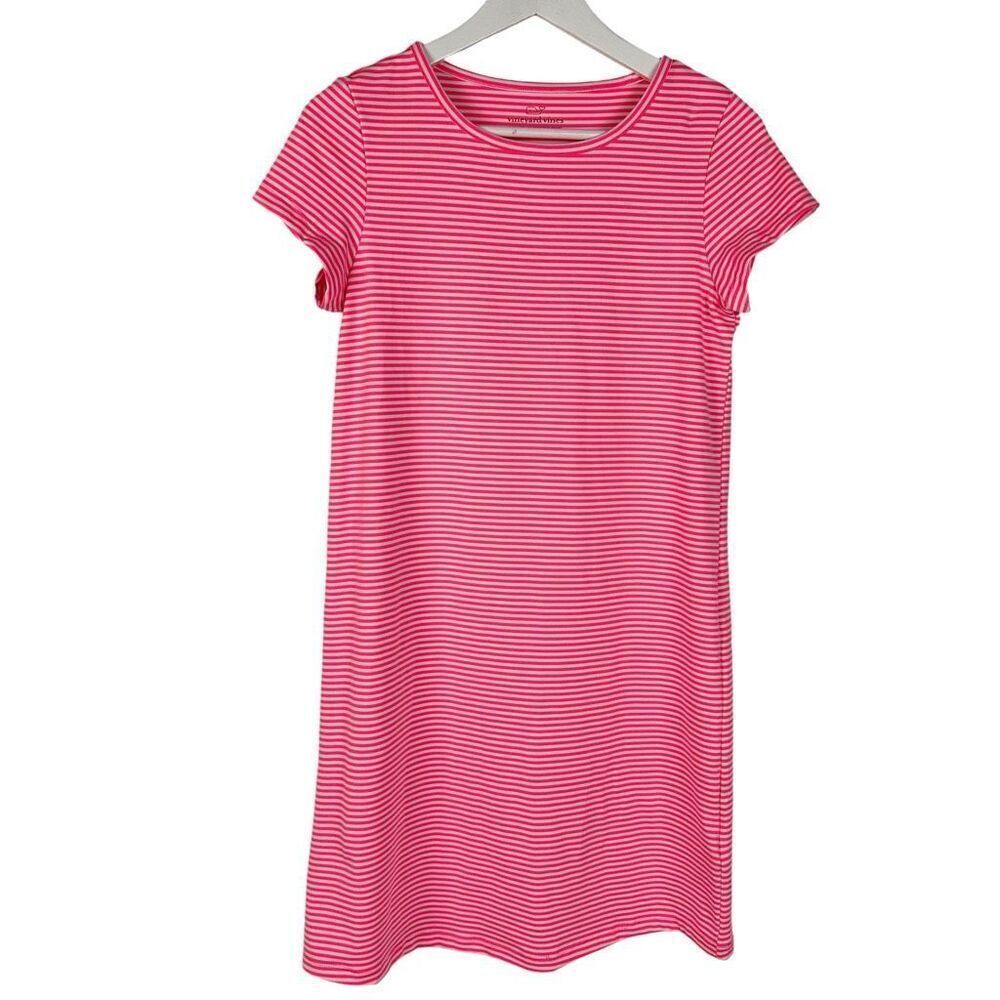 Vineyard Vines Madison Stripe Short Sleeve Dress XXS Malibu Pink - Picture 1 of 9